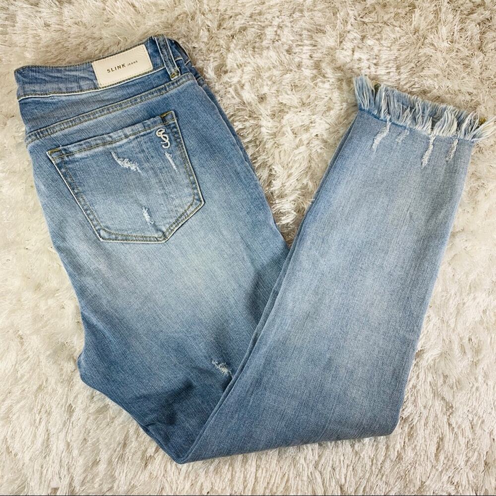 SLINK Distressed Curvy  Stretch Jeans Sz 6 Lt Wash